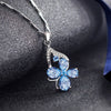 Butterfly Modelling CZ Blue Crystal Pendant Women Water Drop Shaped AAA Zircon Clavicle Chain for Women Wedding Jewelry