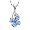 Butterfly Modelling CZ Blue Crystal Pendant Women Water Drop Shaped AAA Zircon Clavicle Chain for Women Wedding Jewelry