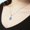 Butterfly Modelling CZ Blue Crystal Pendant Women Water Drop Shaped AAA Zircon Clavicle Chain for Women Wedding Jewelry