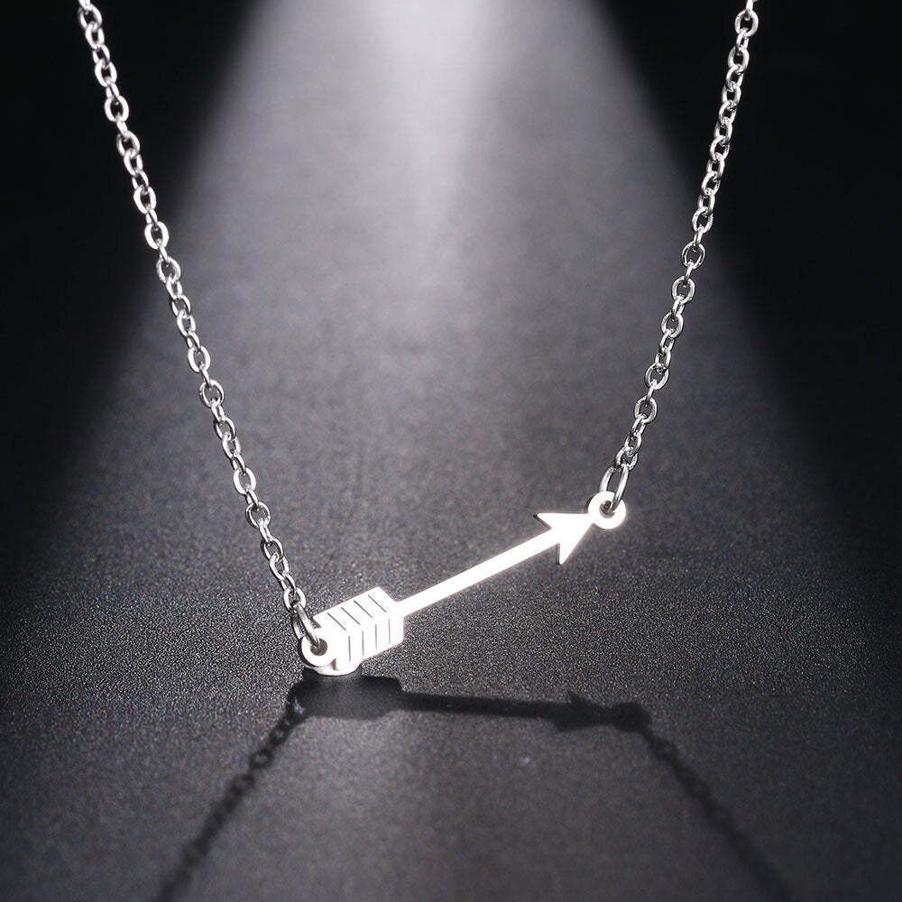 CACANA Stainless Steel Necklace For Women Man Lucky Love Arrow Pendant Choker Necklace Engagement Jewelry