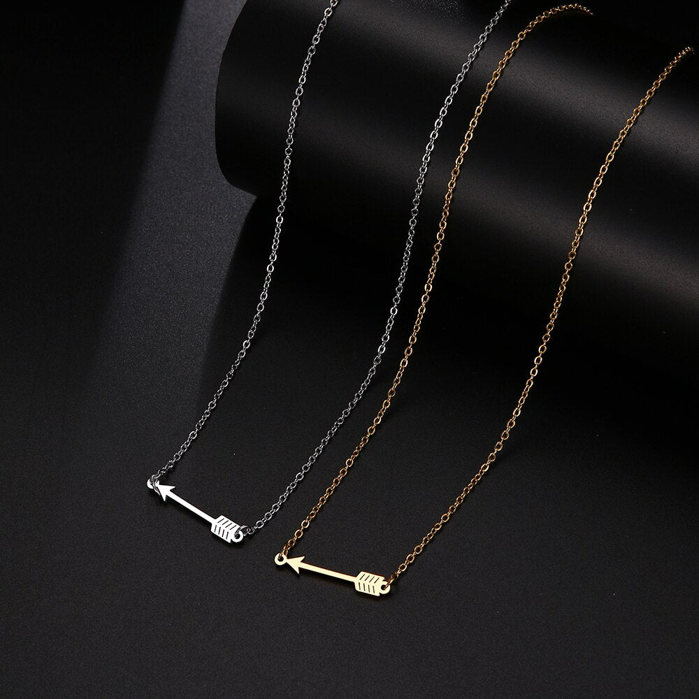 CACANA Stainless Steel Necklace For Women Man Lucky Love Arrow Pendant Choker Necklace Engagement Jewelry