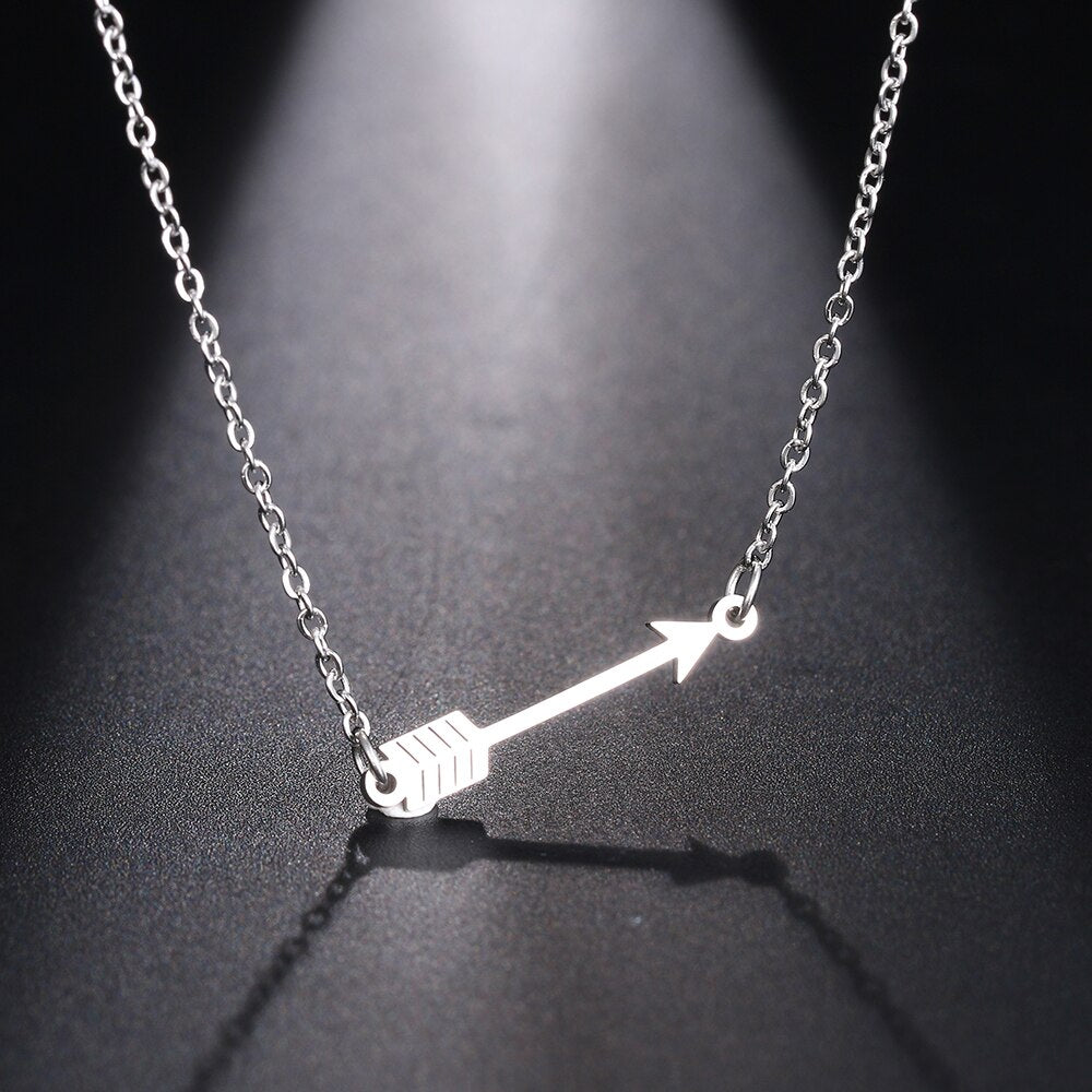 CACANA Stainless Steel Necklace For Women Man Lucky Love Arrow Pendant Choker Necklace Engagement Jewelry