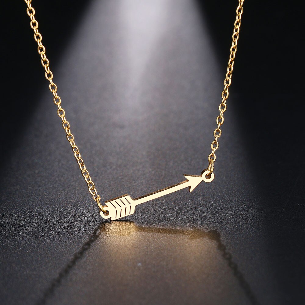 CACANA Stainless Steel Necklace For Women Man Lucky Love Arrow Pendant Choker Necklace Engagement Jewelry
