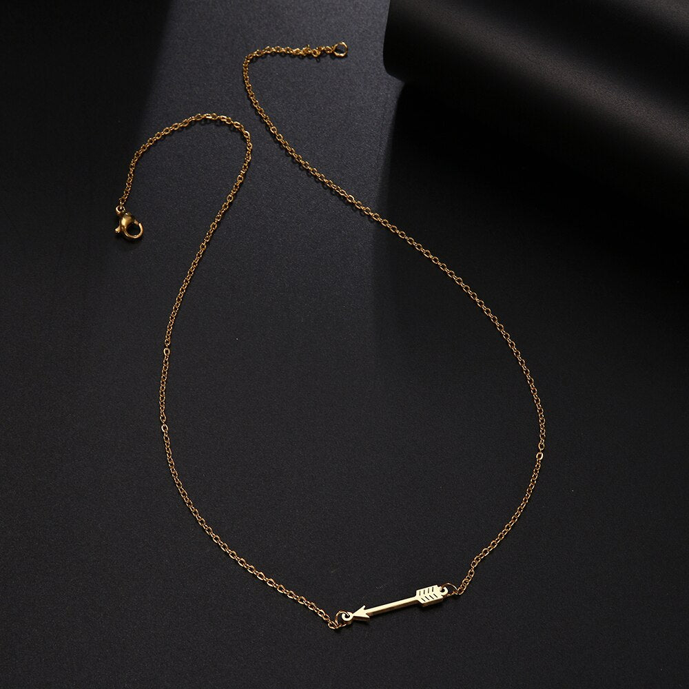 CACANA Stainless Steel Necklace For Women Man Lucky Love Arrow Pendant Choker Necklace Engagement Jewelry