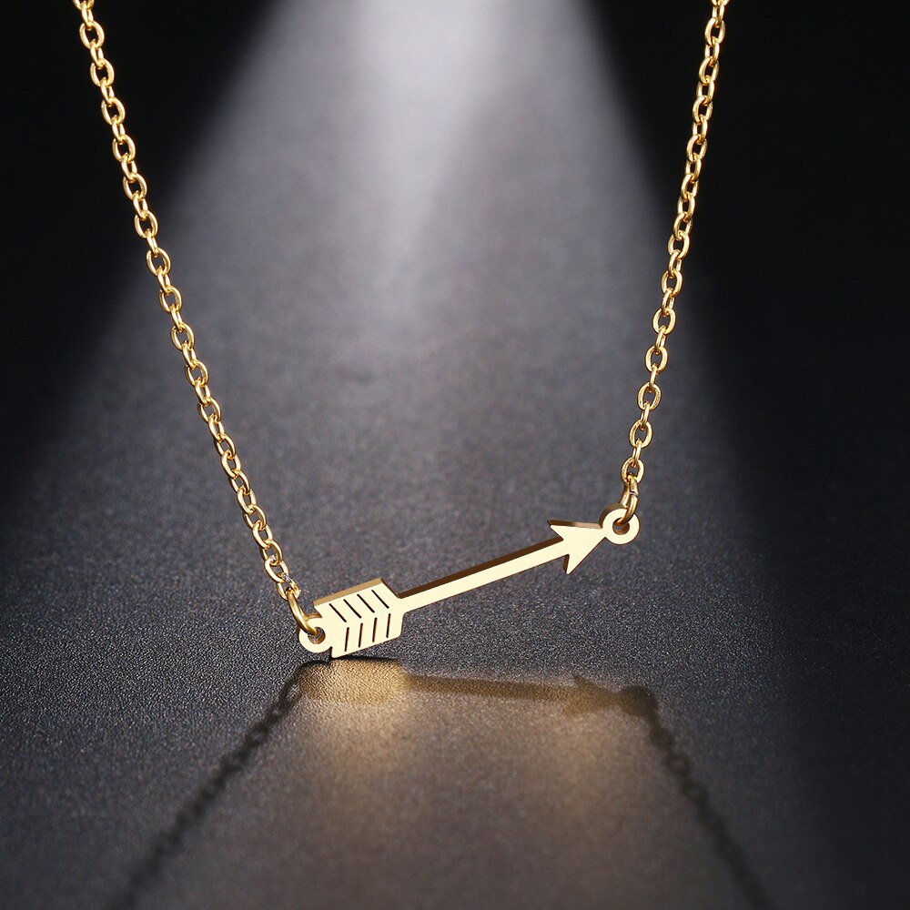 CACANA Stainless Steel Necklace For Women Man Lucky Love Arrow Pendant Choker Necklace Engagement Jewelry