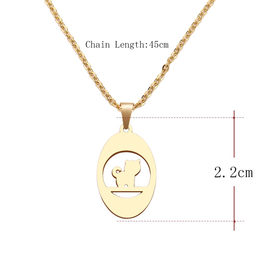 CACANA Stainless Steel Necklace For Women Man Thinking Cat Pendant Choker Necklace Engagement Jewelry