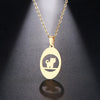 CACANA Stainless Steel Necklace For Women Man Thinking Cat Pendant Choker Necklace Engagement Jewelry