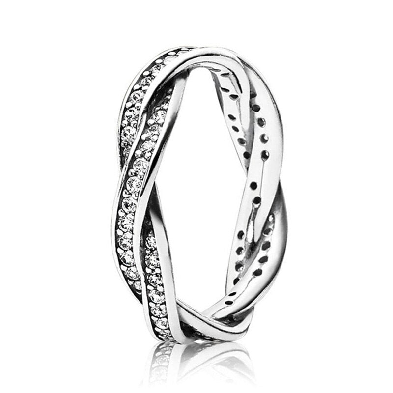 CHIELOYS Trendy Classical Twist Rope Cubic Zirconia Finger Brand Ring For Women Wedding engagement Rings Trinket Gifts