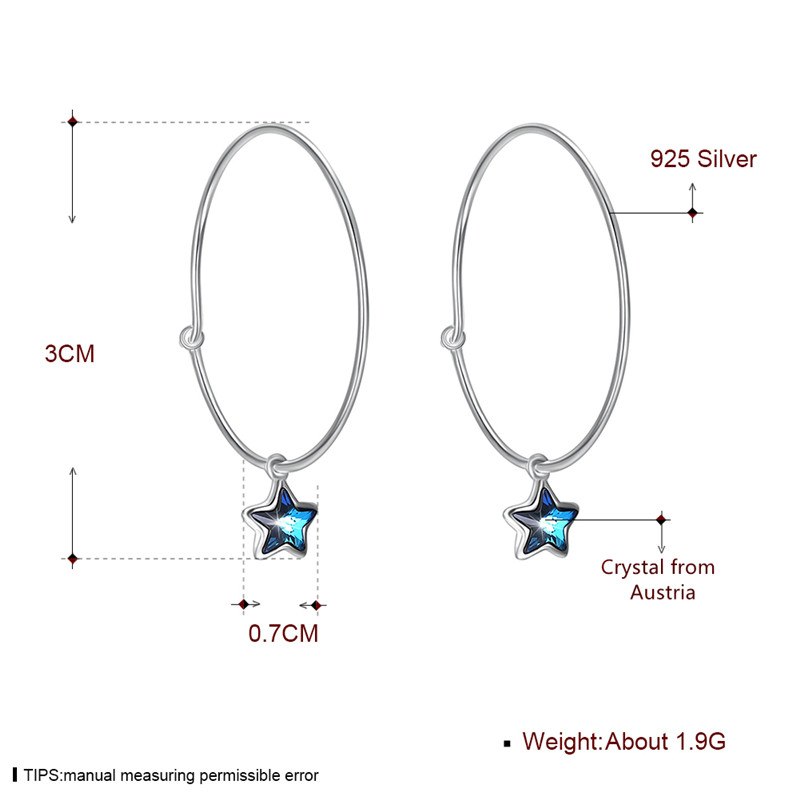 Brand Fine Jewelry Women Earrings Made With Austria Crystal Hoop Earring Star Style Earrings For Women CWE097