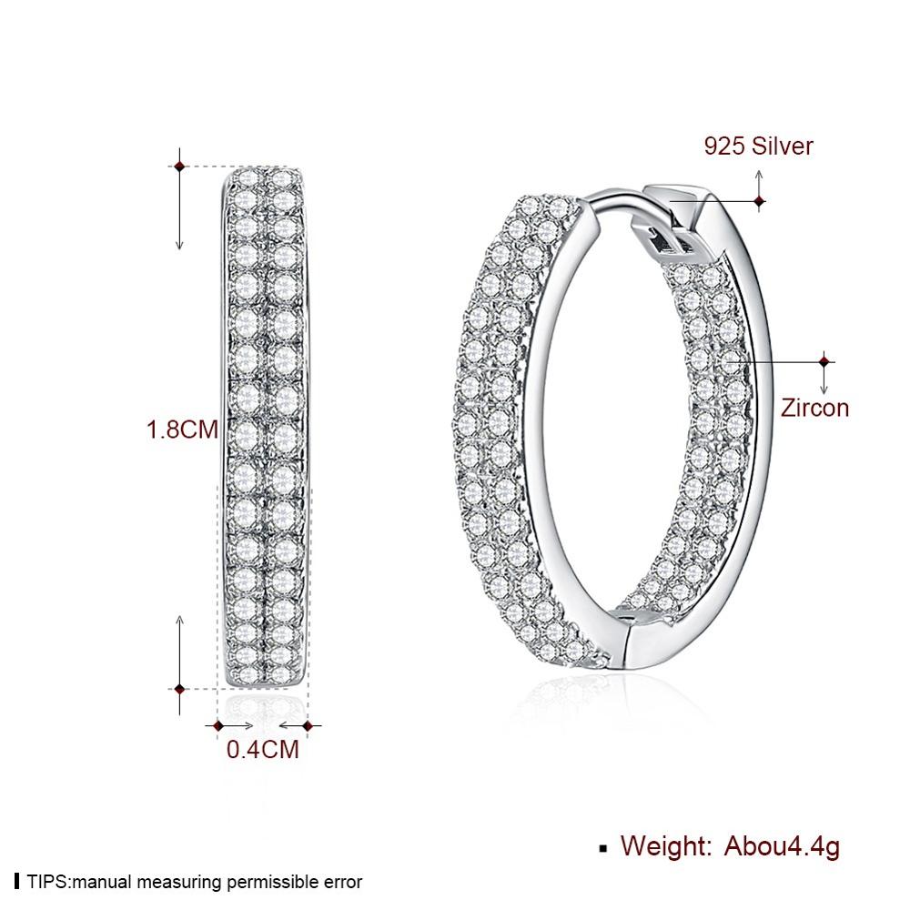 Fine Jewelry 925 Sterling Silver Hoop Earrings Round style Paved AAA+ Zircon Earrings Gifts For Women CWE053