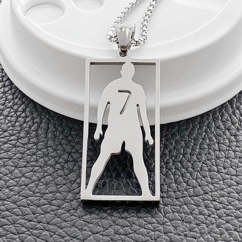 CR7 Cristiano Ronaldo Stainless Steel Necklace Football Soccer Fans Square Pendant Necklace Gift