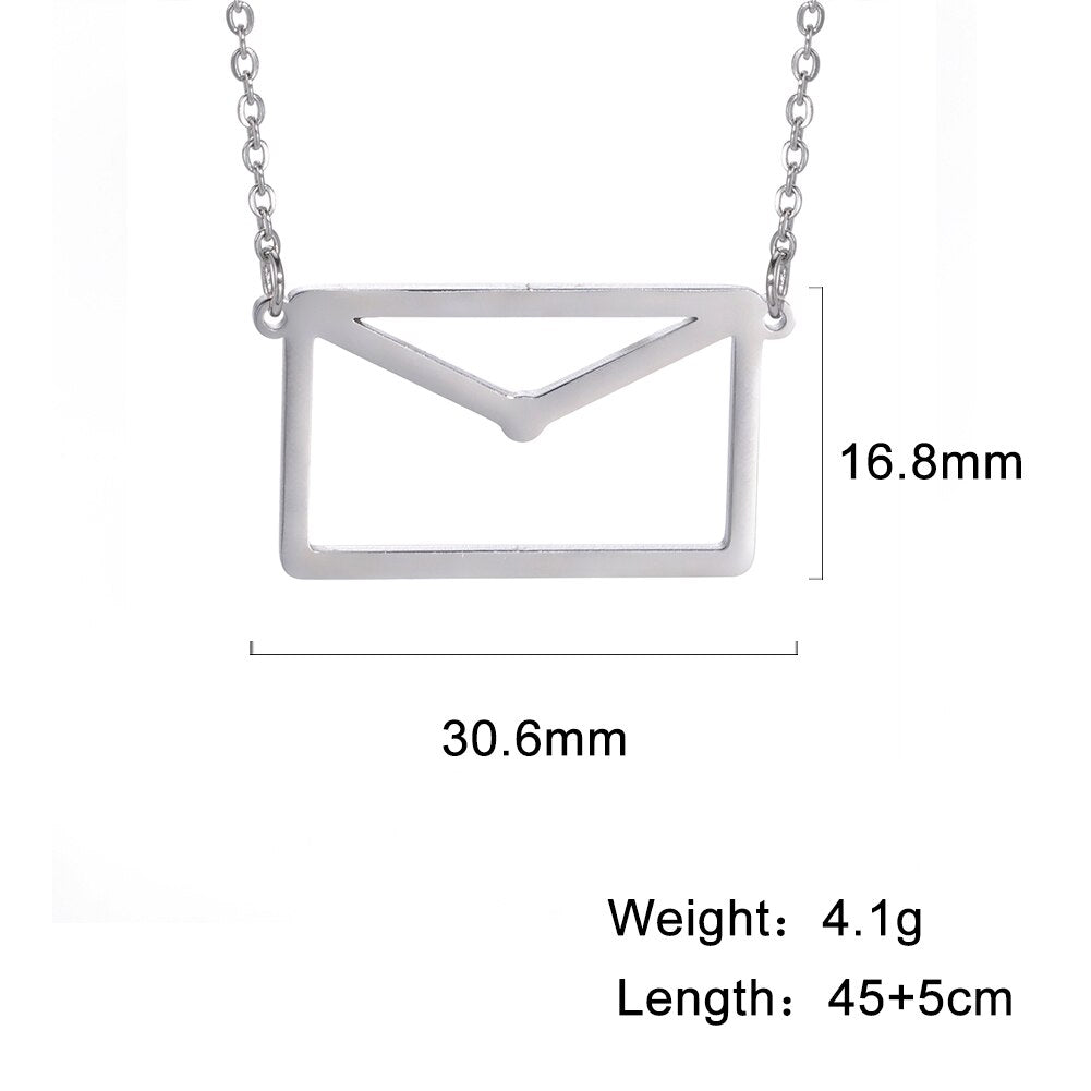 Cazador Letter Envelope Pendant Necklaces for Women Friends Stainless Steel Choker Jewelry Party Wedding Valentine's Day Gifts