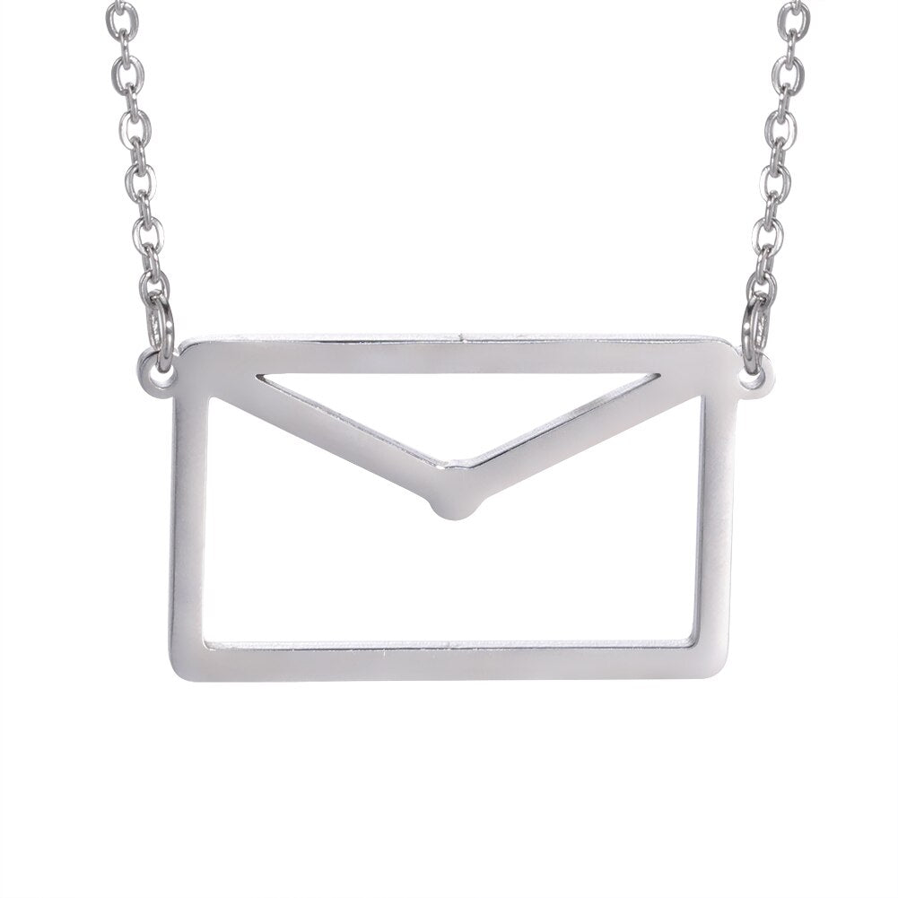 Cazador Letter Envelope Pendant Necklaces for Women Friends Stainless Steel Choker Jewelry Party Wedding Valentine's Day Gifts