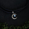 Celestial Crescent Pendant Necklace Choker Labradorite Inspired Gorgeous Jewelry Witchy Halfmoon Luna women Wedding gift