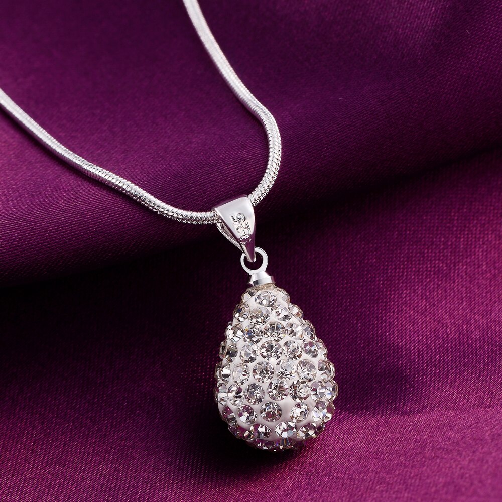 Charms Beautiful  AAA Zircon 925 Stamped Silver Drop-Shaped Pendant Necklace For Women party Jewelry Gifts