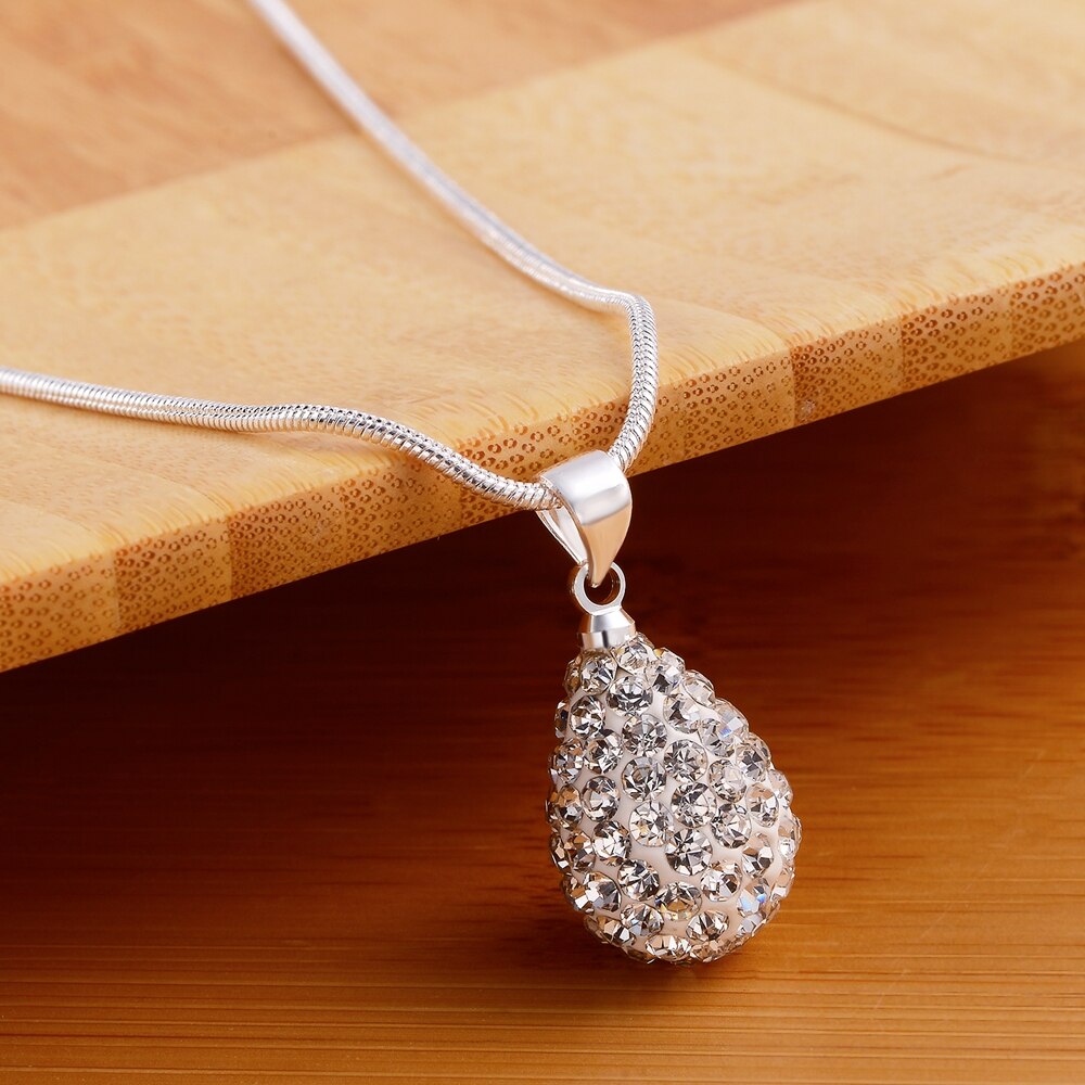 Charms Beautiful  AAA Zircon 925 Stamped Silver Drop-Shaped Pendant Necklace For Women party Jewelry Gifts