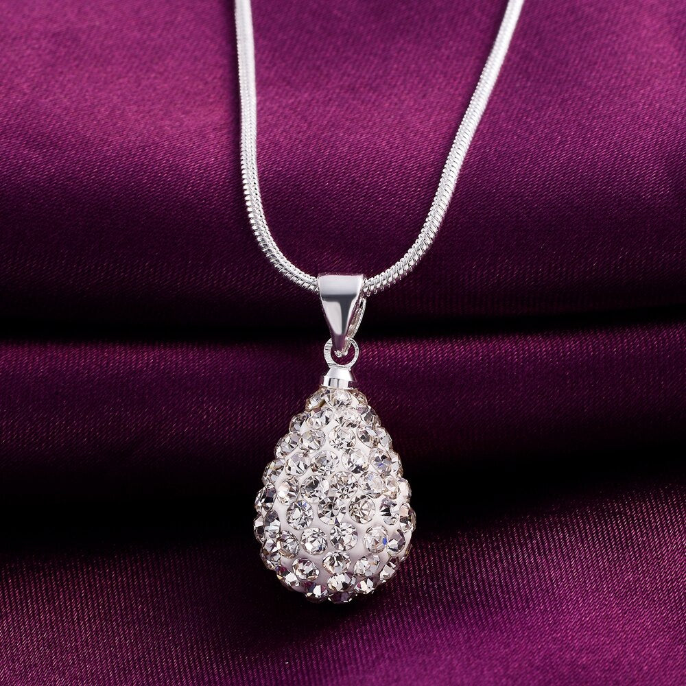 Charms Beautiful  AAA Zircon 925 Stamped Silver Drop-Shaped Pendant Necklace For Women party Jewelry Gifts