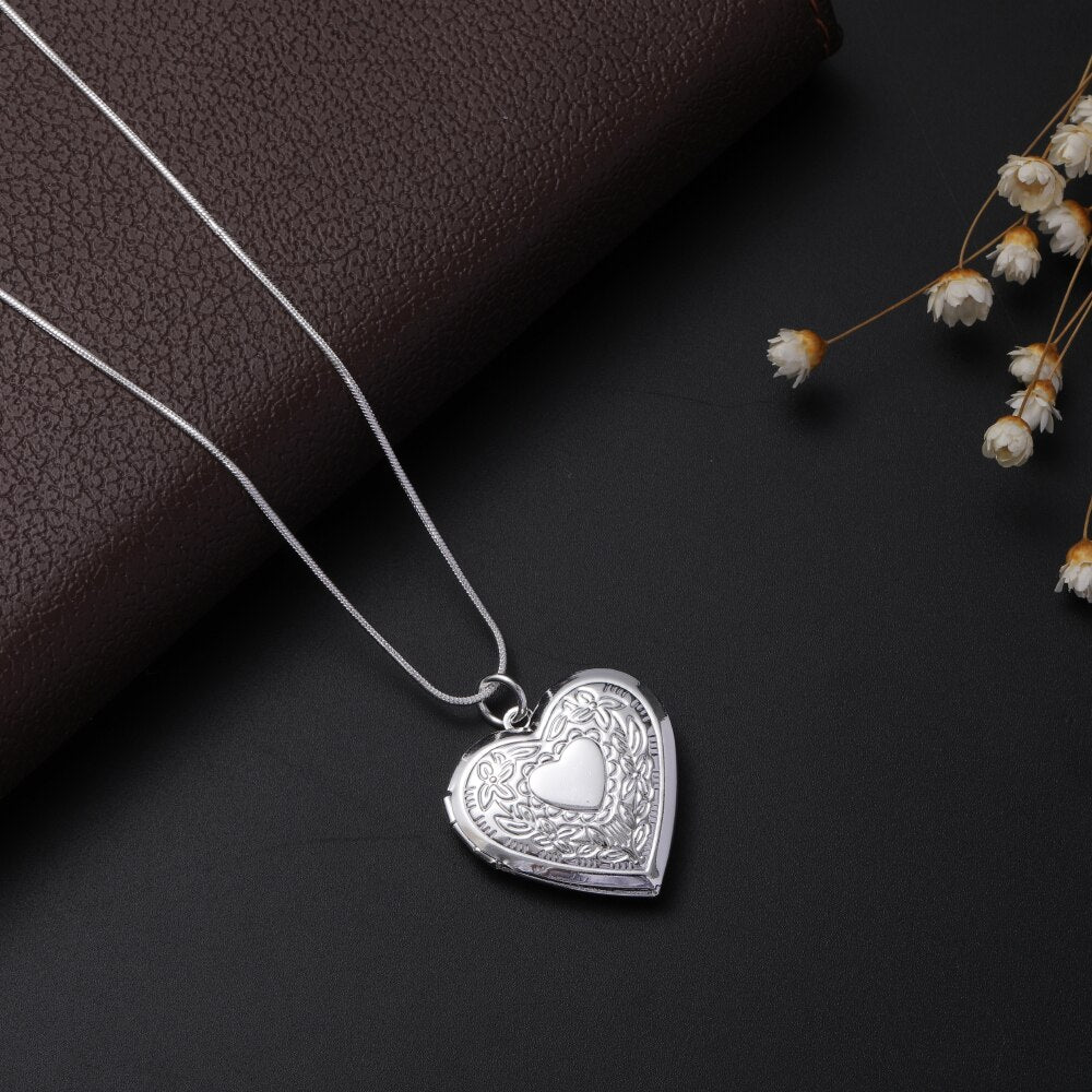 Charms designer 925 Stamped Silver trend Heart photo frame Pendant Necklace for woman party Jewelry Holiday Gifts