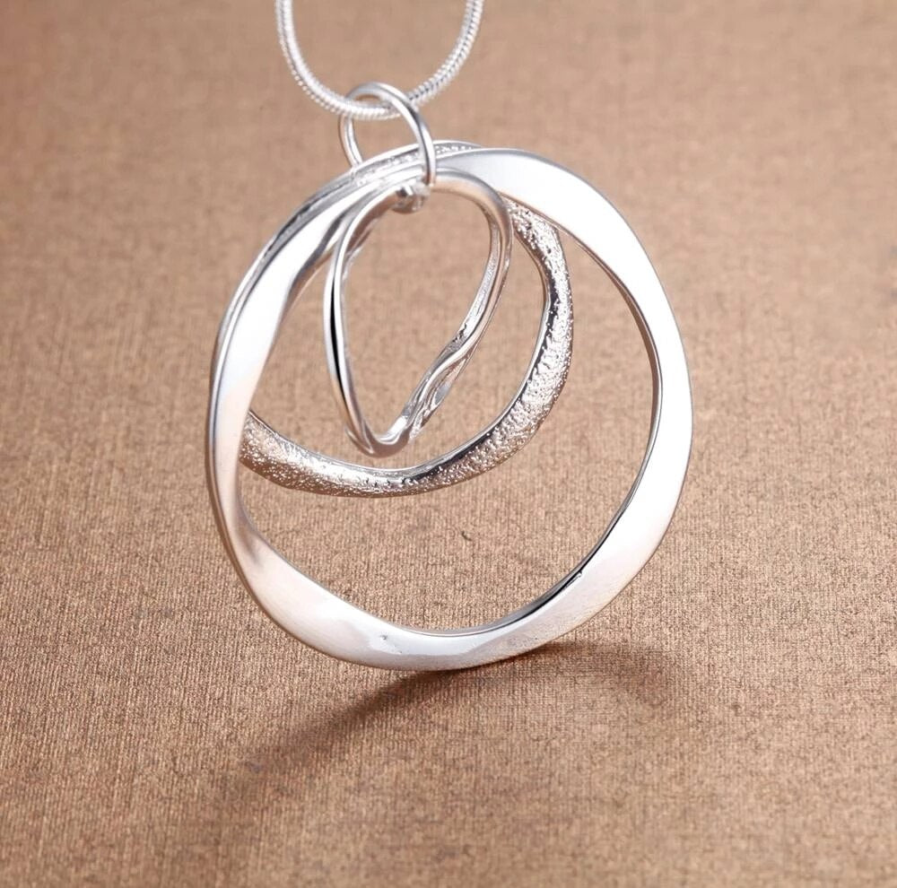 Charms nobel 925 Stamped Silver Bohemia three circle pendant Necklace For Women Wedding Jewelry party Christmas gifts