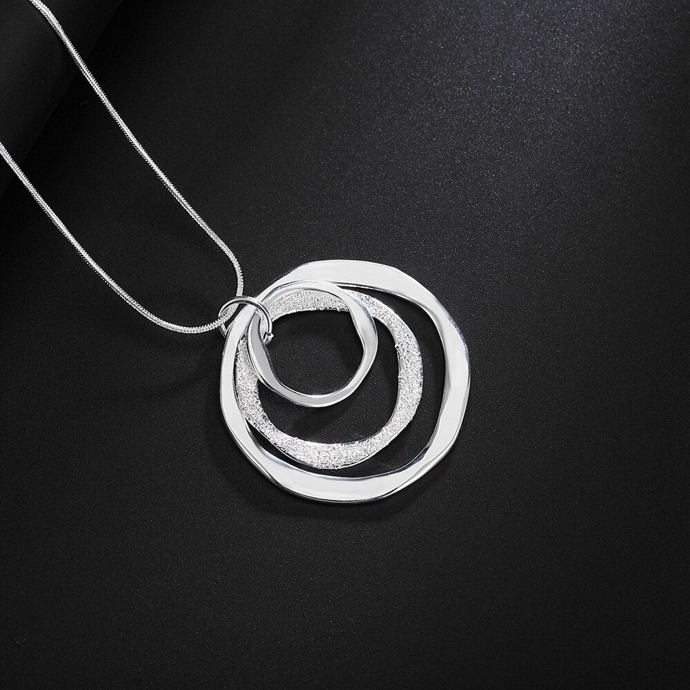 Charms nobel 925 Stamped Silver Bohemia three circle pendant Necklace For Women Wedding Jewelry party Christmas gifts