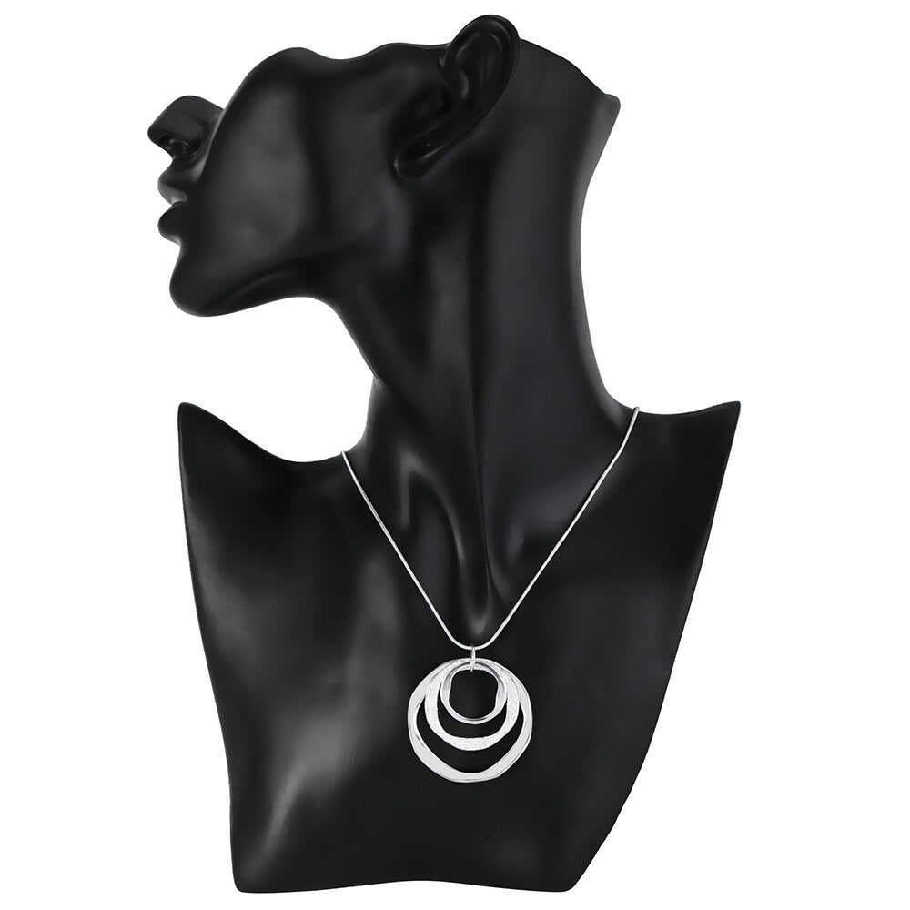 Charms nobel 925 Stamped Silver Bohemia three circle pendant Necklace For Women Wedding Jewelry party Christmas gifts