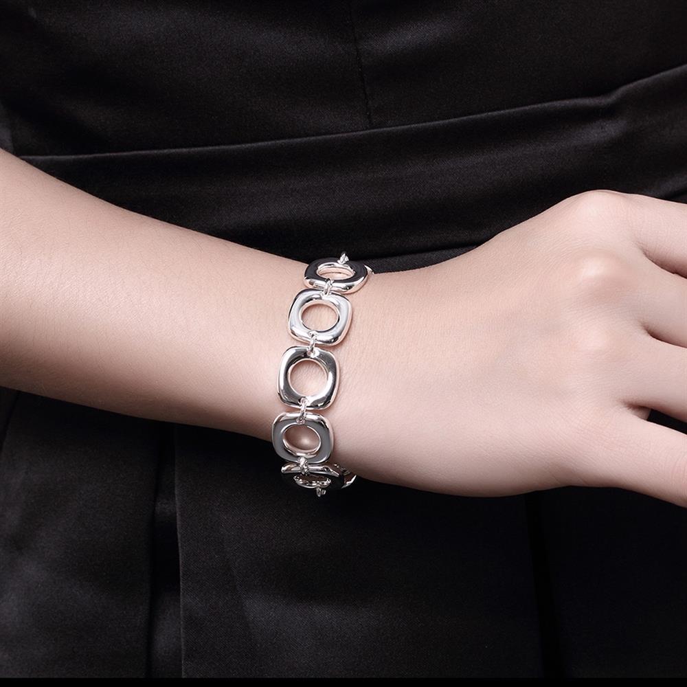 Charms streetwear 925 sterling Silver Round square pendant necklace Bracelet earring Jewelry set for women Party gifts