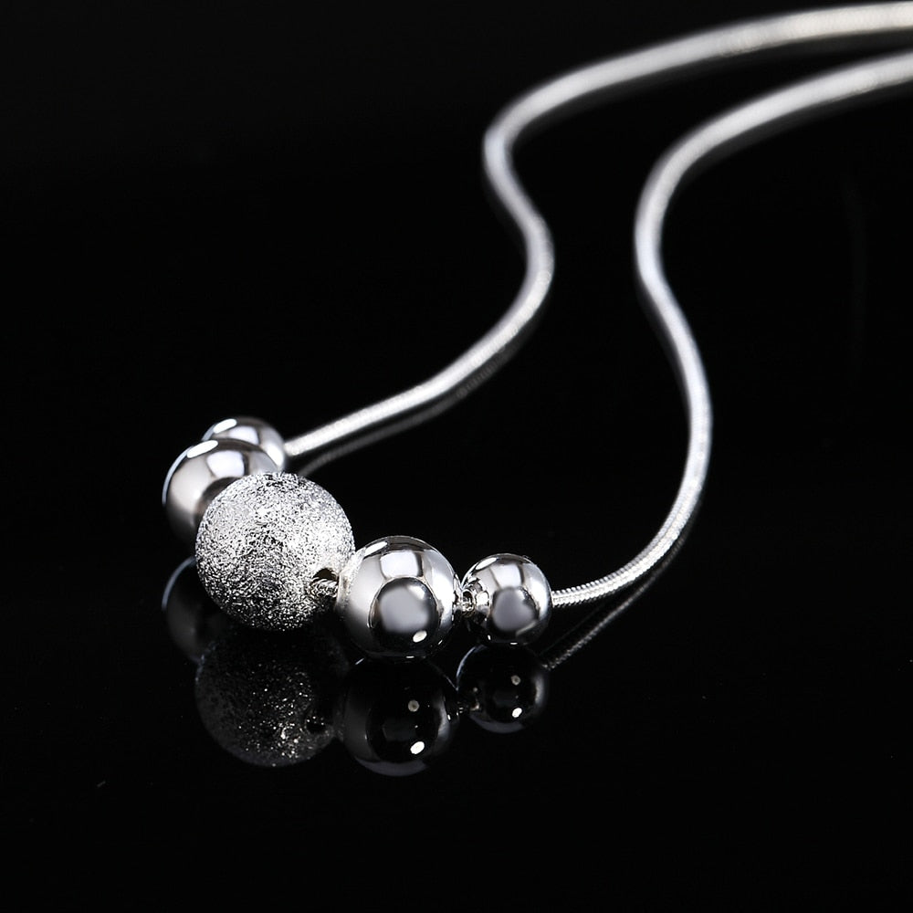 Charms wedding party silver color cute lady bead women necklace jewelry silver jewelry cute beads chain necklace LN019