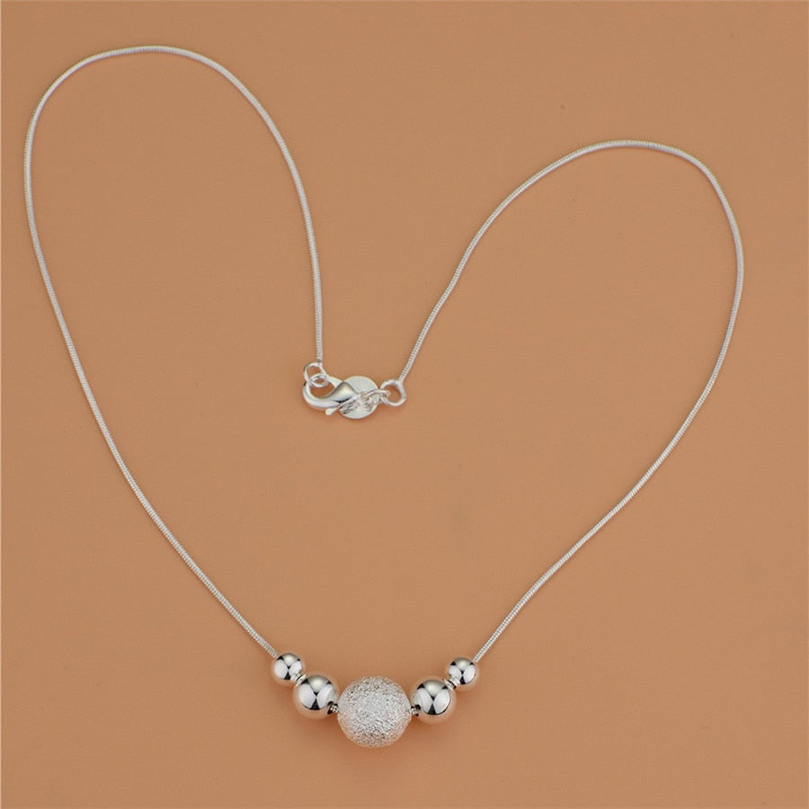 Charms wedding party silver color cute lady bead women necklace jewelry silver jewelry cute beads chain necklace LN019