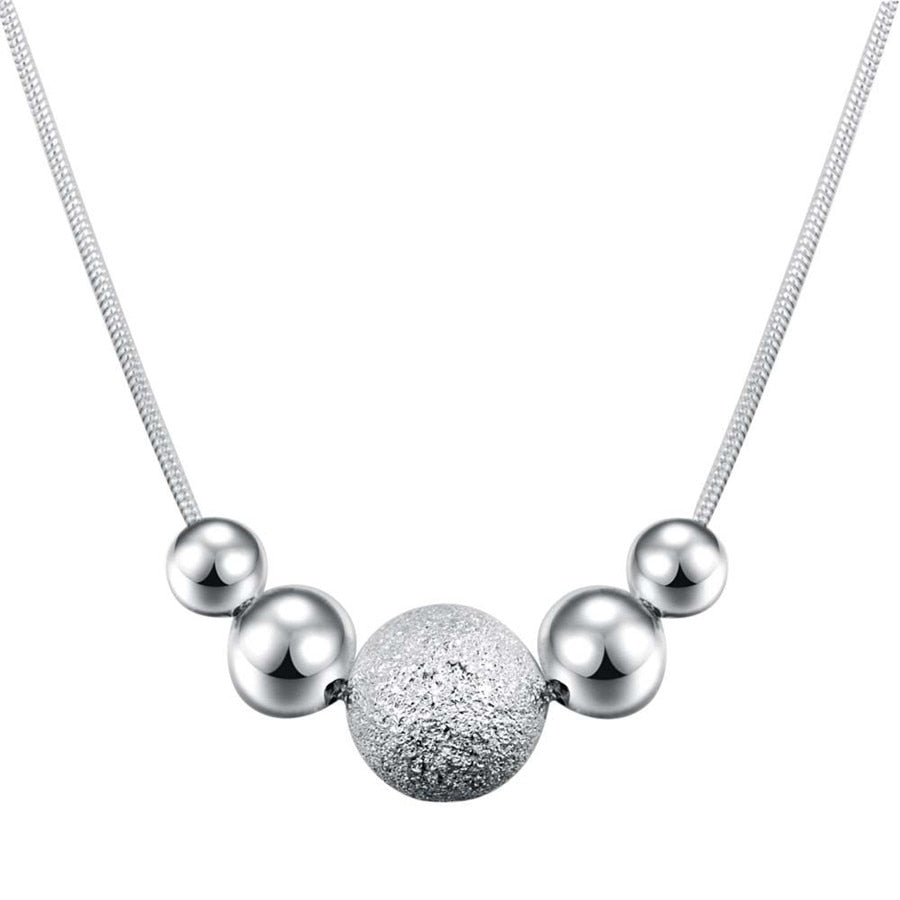 Charms wedding party silver color cute lady bead women necklace jewelry silver jewelry cute beads chain necklace LN019