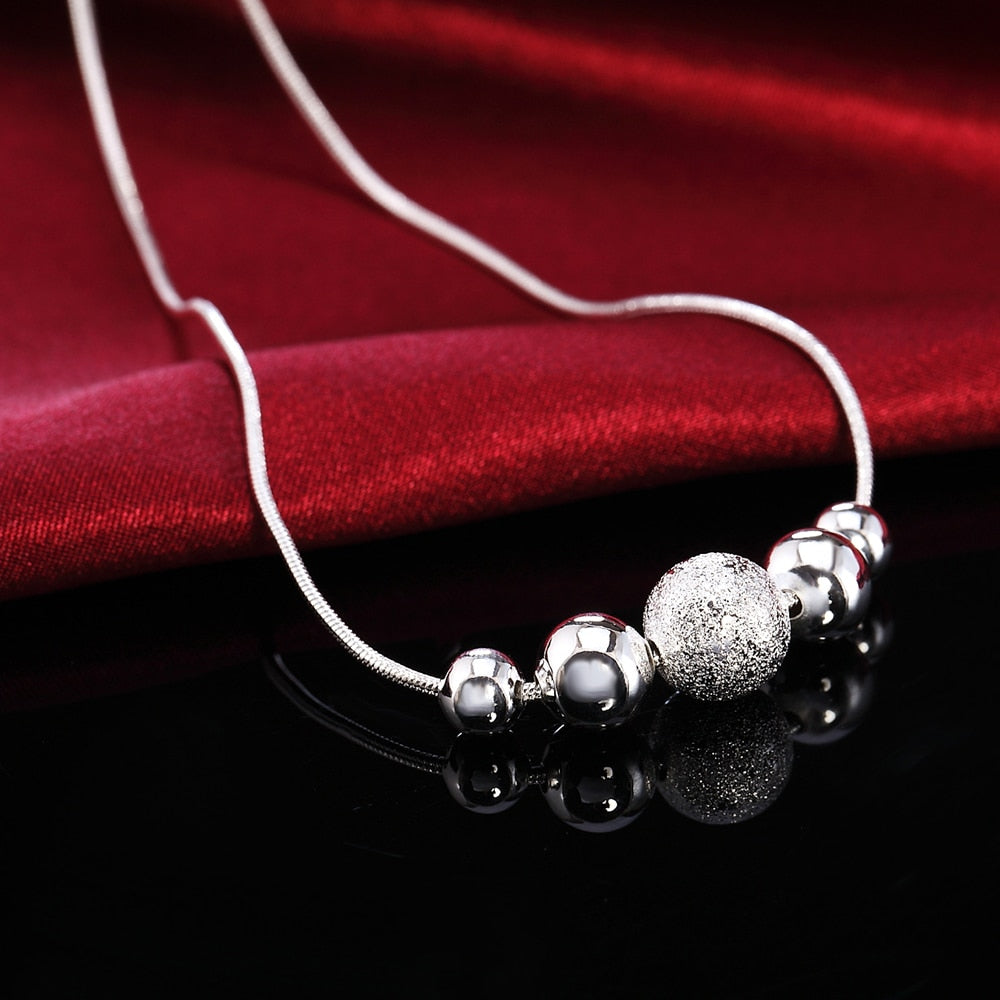 Charms wedding party silver color cute lady bead women necklace jewelry silver jewelry cute beads chain necklace LN019