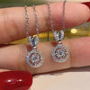 Classic Round Diamond Pendant Necklace OL Zircon Clavicle Chain for Women Engagement Banquet Jewelry Gifts