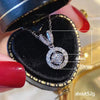 Classic Round Diamond Pendant Necklace OL Zircon Clavicle Chain for Women Engagement Banquet Jewelry Gifts