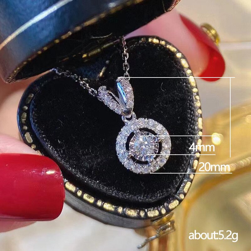 Classic Round Diamond Pendant Necklace OL Zircon Clavicle Chain for Women Engagement Banquet Jewelry Gifts