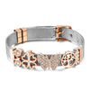 Classic Stainless Steel Watch Belt Mesh Bracelet Micro Pave CZ Crystal Butterfly Charm Bracelets Party Wedding Jewelry