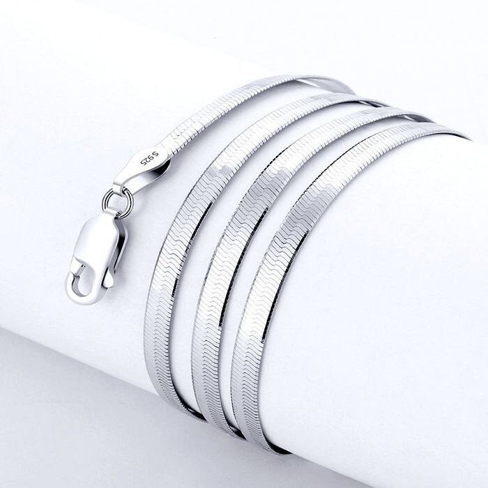 Classic charms 925 Stamped Silver fine 4MM Blade Chain Necklace for Women Men  wedding party Jewelry party Holiday gifts