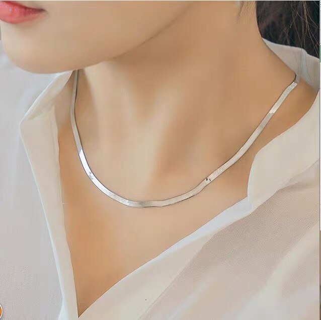 Classic charms 925 Stamped Silver fine 4MM Blade Chain Necklace for Women Men  wedding party Jewelry party Holiday gifts