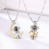 Creative Spaceman Couple Necklace 100 Languages I Love You Projection Pendant Necklace Lover Engagement Valentines Day Jewelry