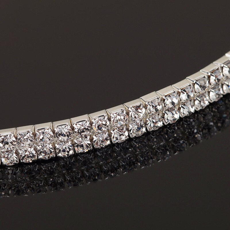 Cute Female Crystal White Rhinestone Necklace Wedding Jewelry Silver Color Choker Necklaces For Women