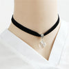 Cute Girls Black Velvet Gothic Choker Necklace For Women Heart Crystal Pendant Ribbon Necklace Female Wedding Jewelry Party Gift