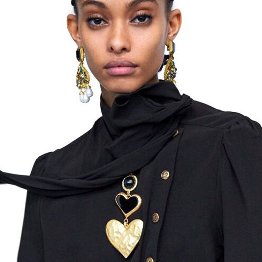 DIEZI Vintage Bohemia Big Heart Choker Necklaces For Women 2021 Statement Collar Necklaces Pendant Wedding Party Gifts