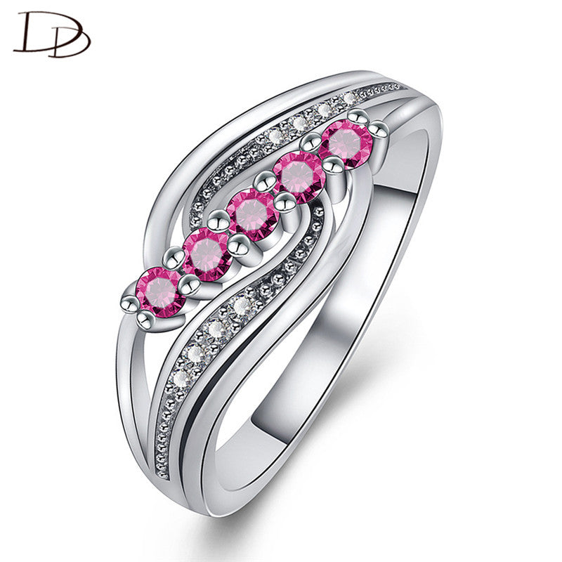 DODO Five 2mm Pink AAA Zircon Fashion Rings For Women Fantasy Wedding Rings White Gold Color Engagement Jewellery DM107
