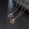 DOTIFI Stainless Steel Necklace For Women Lover's Gold And Silver Color Cat Exquisite Pendant Necklace Engagement Jewelry