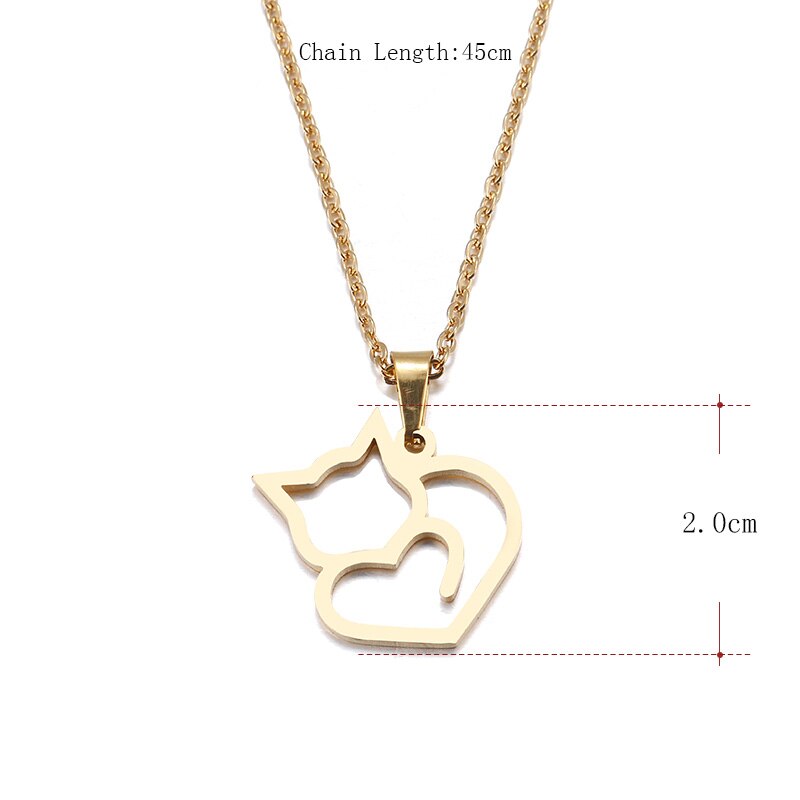 DOTIFI Stainless Steel Necklace For Women Lover's Gold And Silver Color Cat Exquisite Pendant Necklace Engagement Jewelry