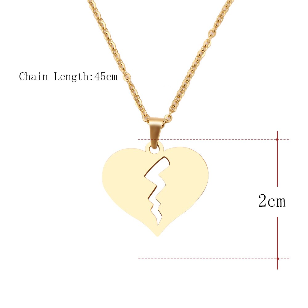 DOTIFI Stainless Steel Necklace For Women Man Broken Heart Choker Pendant Necklace Engagement Jewelry