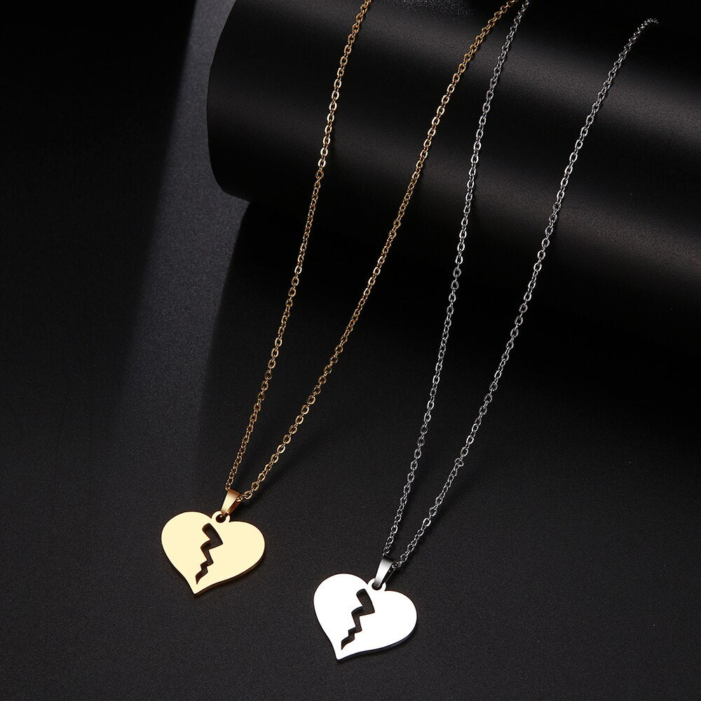 DOTIFI Stainless Steel Necklace For Women Man Broken Heart Choker Pendant Necklace Engagement Jewelry