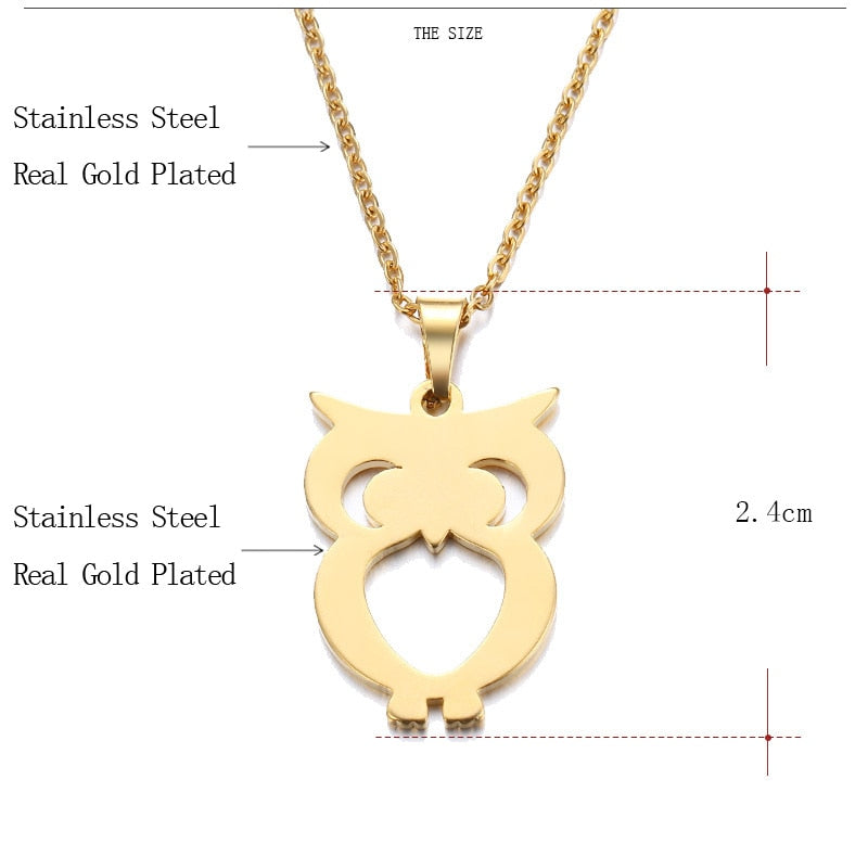 DOTIFI Stainless Steel Necklace For Women Man Lover's Owl Gold And Silver Color Pendant Necklace Engagement Jewelry