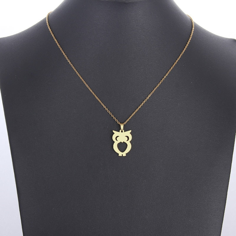 DOTIFI Stainless Steel Necklace For Women Man Lover's Owl Gold And Silver Color Pendant Necklace Engagement Jewelry