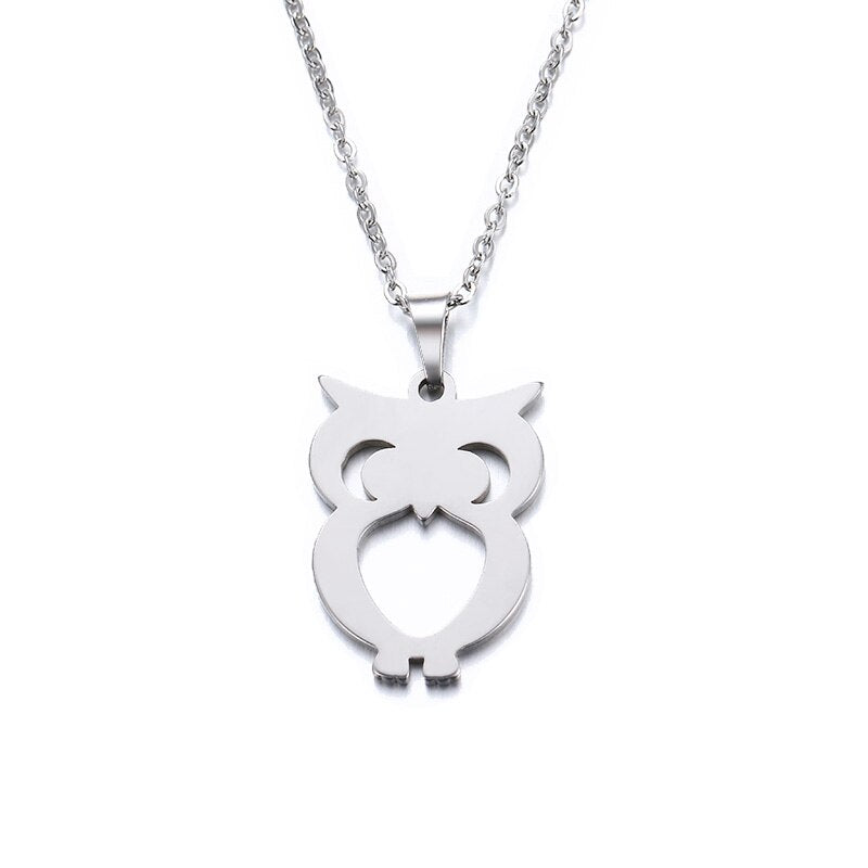 DOTIFI Stainless Steel Necklace For Women Man Lover's Owl Gold And Silver Color Pendant Necklace Engagement Jewelry