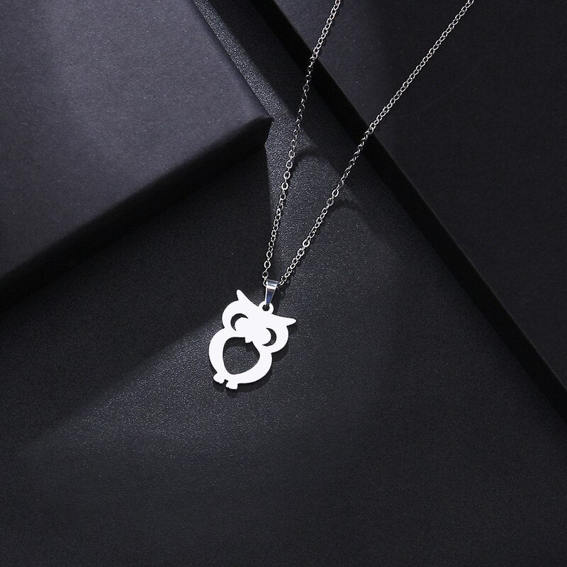 DOTIFI Stainless Steel Necklace For Women Man Lover's Owl Gold And Silver Color Pendant Necklace Engagement Jewelry