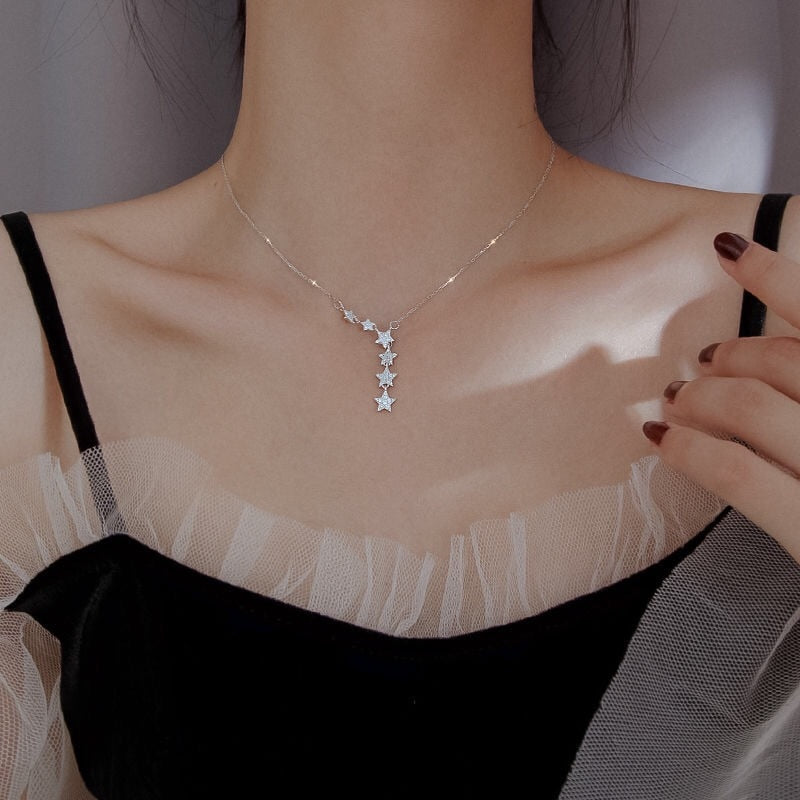 Dazzling Seven Stars Pendant Necklace For Women Star Clavicle Chain Choker Necklace Wedding Jewelry